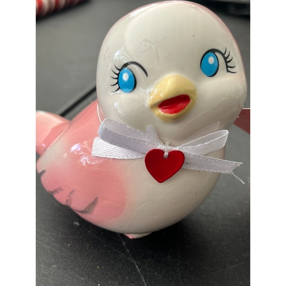 Ceramic Pink Bird Christmas Ornament Playful Colorful Love Cartoon Retro